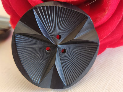 Gros bouton ancien noir art deco xxl 4 cm ou 40 mm ref 6281