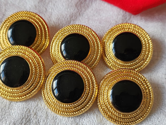 Lot 6 gros boutons vintage en metal doré à pied 2,4 cm ref 408