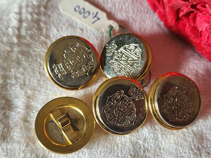 lot 5 boutons vintage métal dore argenté effigie Nap  1,8 cm ref 4733