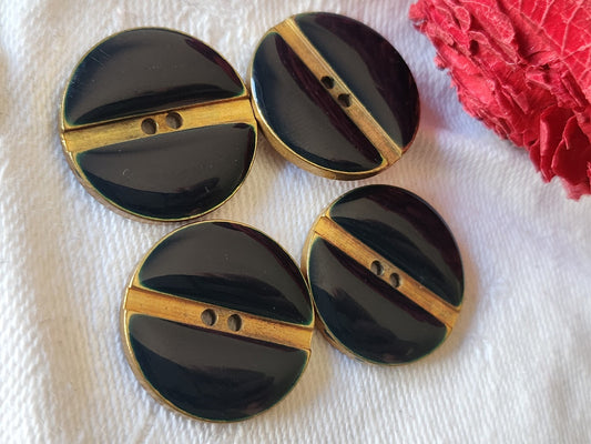 Lot 4 boutons vintage en metal bleu trous 2 cm ref 5265