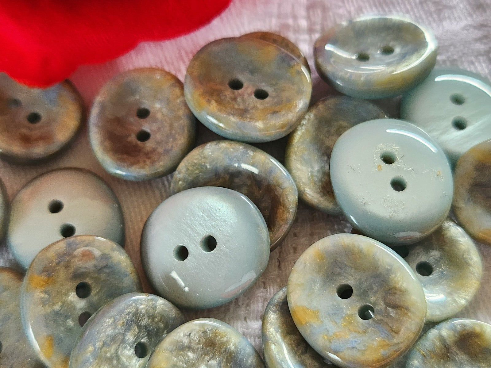 Lot 11 boutons vintage bleu moucheté ovale  1,7 sur 2 cm ref  2150
