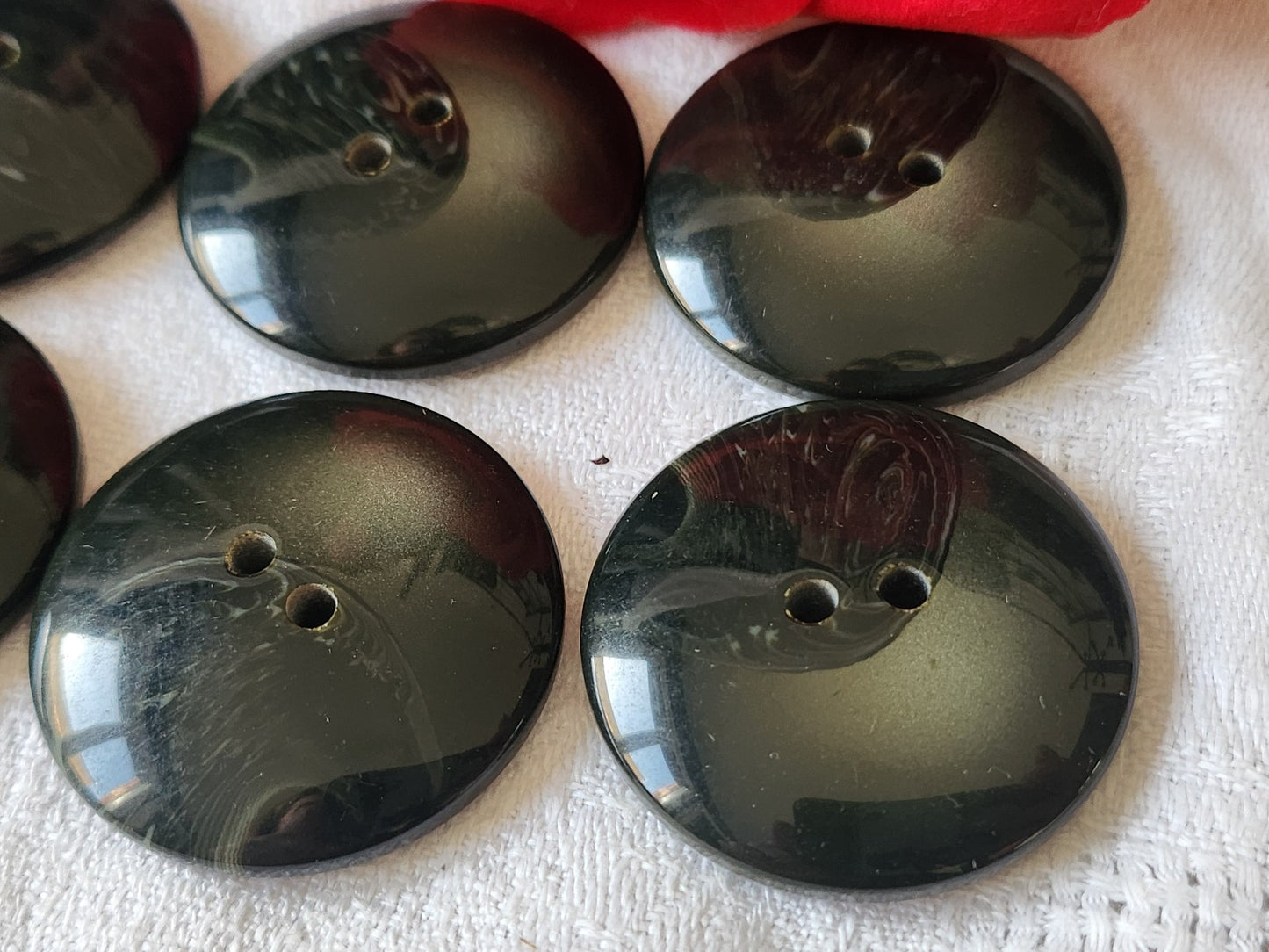 Lot 6 enormes  boutons vintage vert camaieu veste 3,4 cm ref 0054
