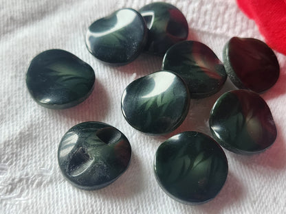 Lot 9 boutons vintage vert à vague pied 1,5 cm ref 3112