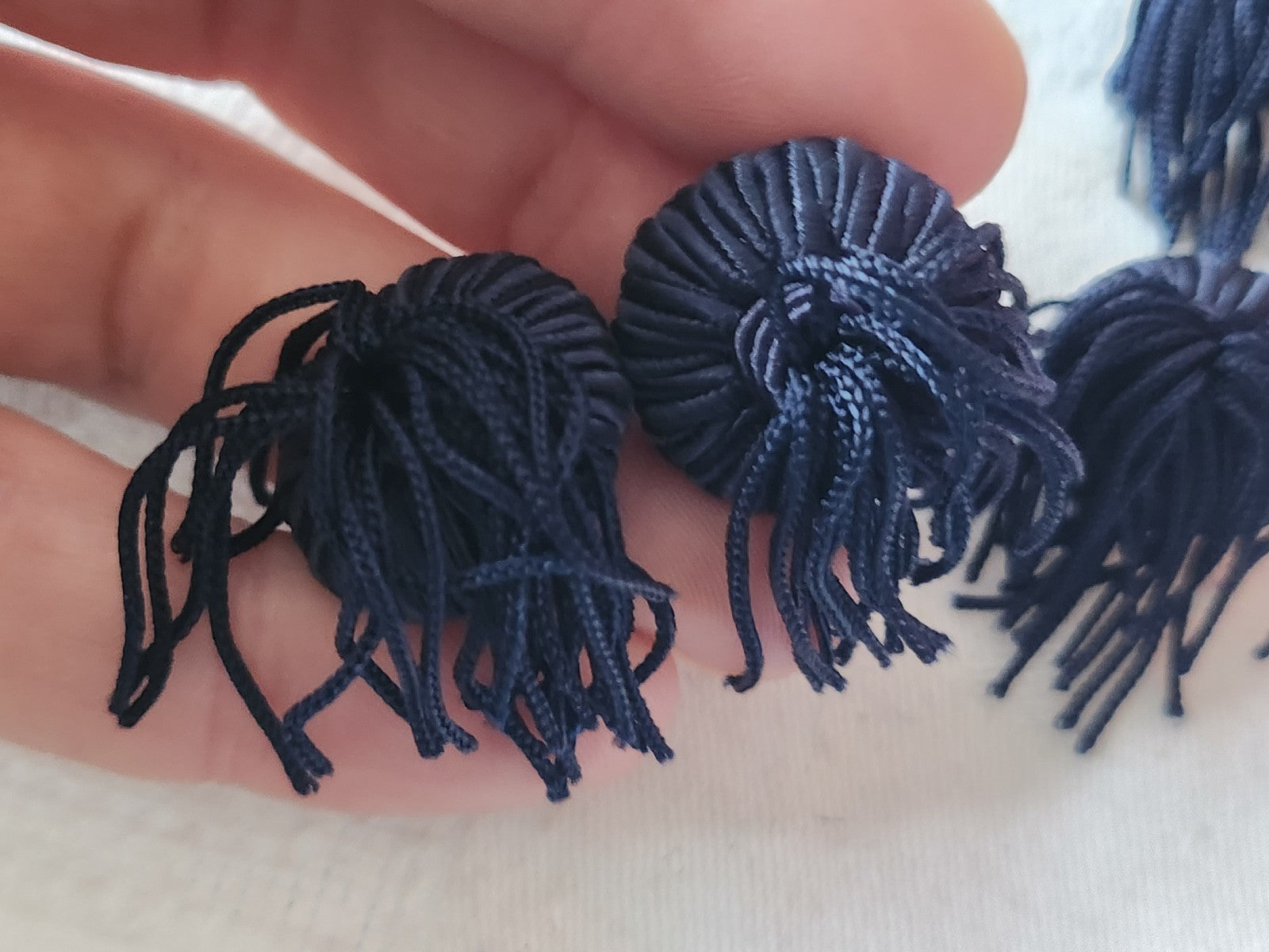 Lot 6 boutons anciens vintage passementerie bleu pendant 2,1 cm ref 5331