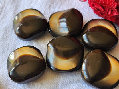 Lot 6 boutons vintage volume marron reflet nacré pied 2 cm ref 3352