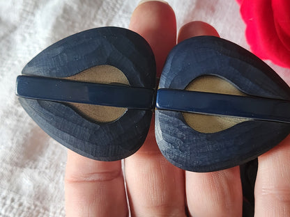 Rare Boucle de ceinture avec ses 6 gros boutons assortis bleu  T1