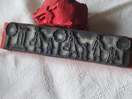 Tampon ancien frise idéale broderie école rentrée  collection 16  cm  n°55