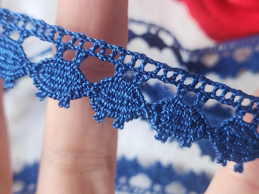 Dentelle vintage bleu DMC    coton large 3 m sur 1,5 cm A2