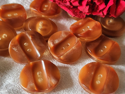Lot 6 boutons vintage marron nacré ovale 1,9 sur 2,2 cm ref 2816