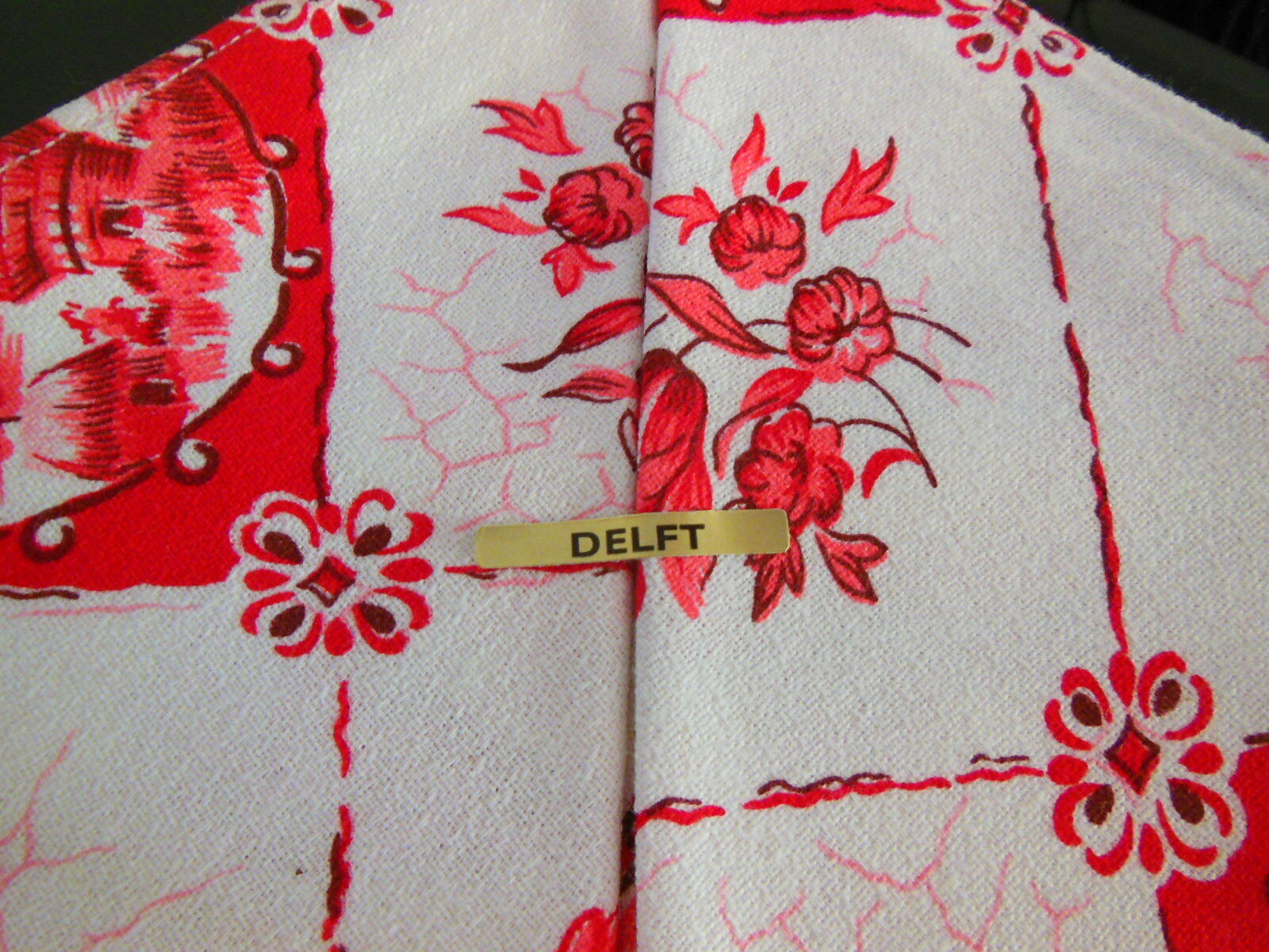 Nappe grande moulin champêtre rouge vintage serviette 2 mètres 90 B3