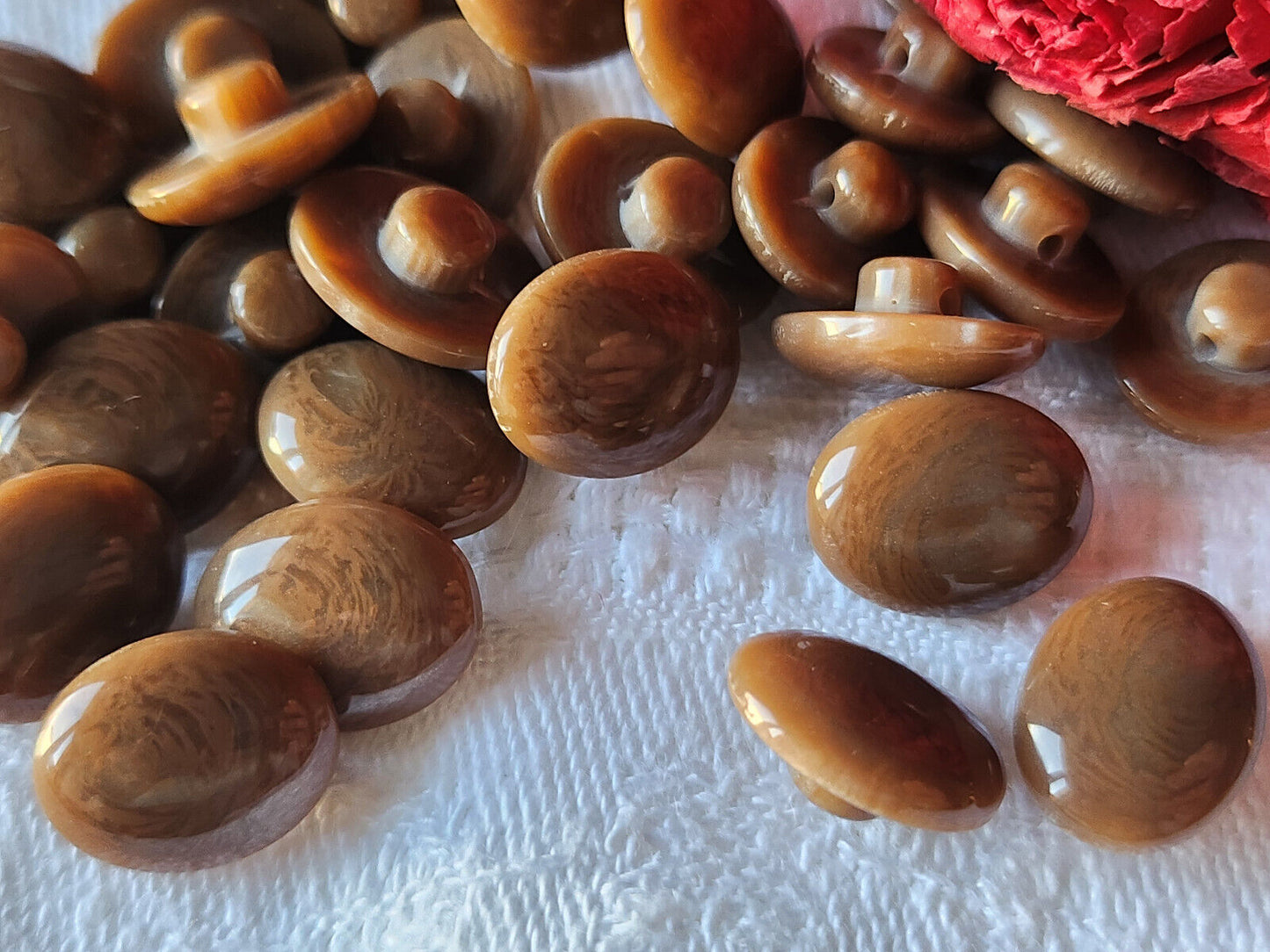 Lot 15 boutons vintage marron ovale camaieu 1,3 sur 1 cm ref 5702