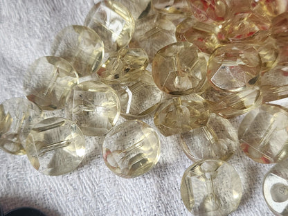 Lot 15 boutons vintage effet strass jaune acrylique  1,3 cm ref 5473