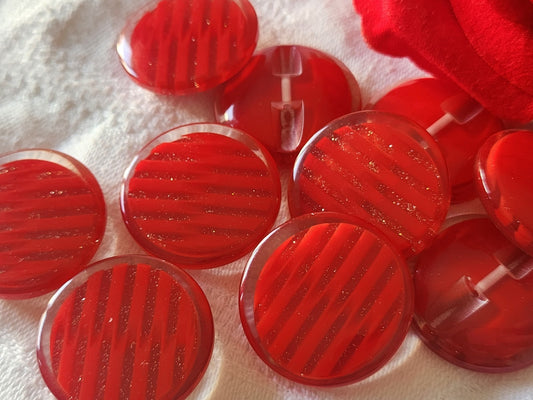 Lot 5 gros boutons vintage paillette  rouge pied 2,5 cm ref 6170 **