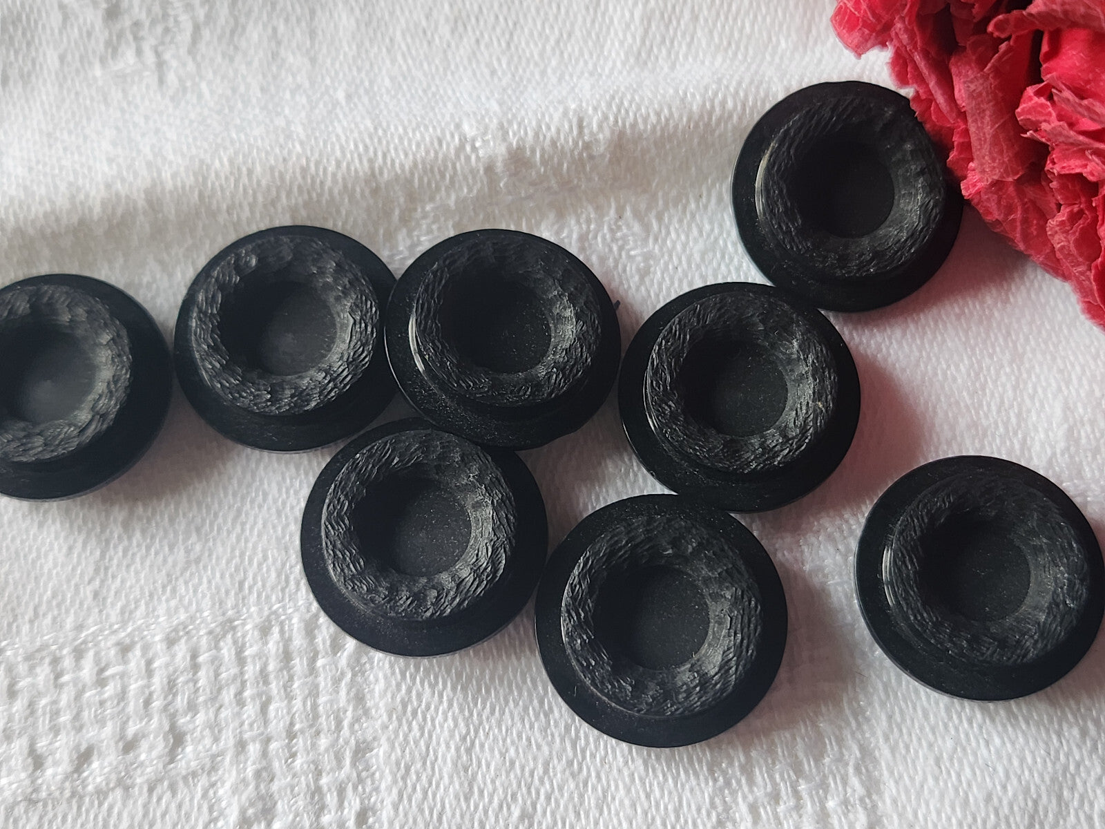 Lot 8 boutons vintage noir contraste mat lumineux 1,7 cm ref 4785