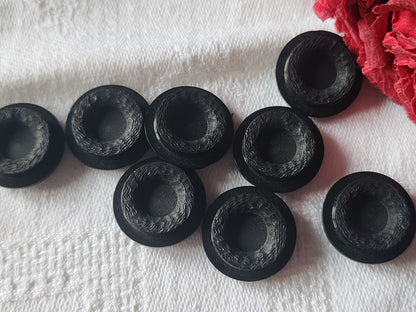 Lot 8 boutons vintage noir contraste mat lumineux 1,7 cm ref 4785