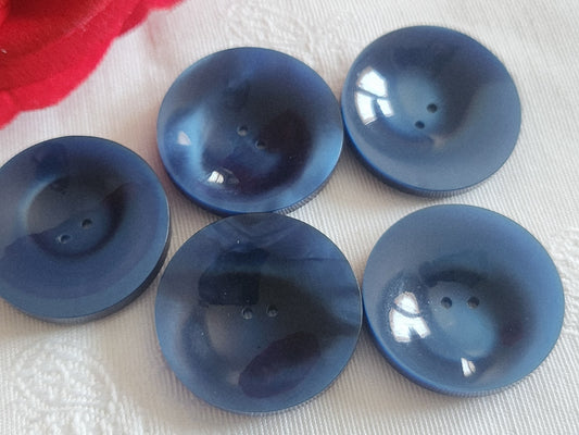 Lot 5 boutons vintage bleu à trous  2,7 cm gros  ref 6215
