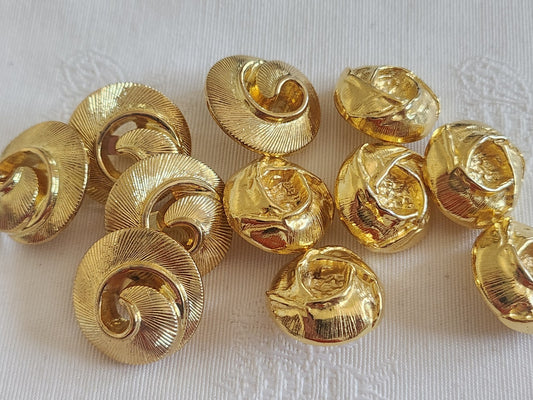 Lot 11 boutons acrylique doré  1,9 et 2,1 cm pied ref 6183