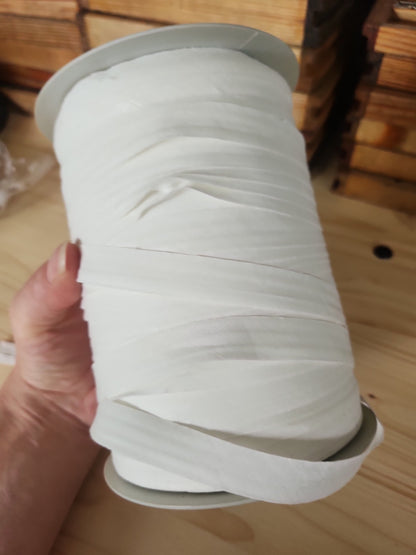 Biais blanc rouleau vintage centaines de mètres  sur 1,5 cm A4