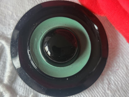 Superbe et gros bouton ancien en verre noir pied métal 3,4 cm ref 961