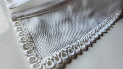 Ancien  col tissu blanc tramée  dentelle  vintage  B1-41