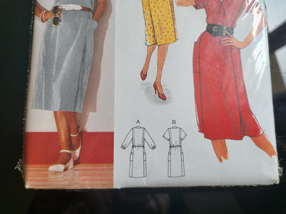 Patron année 80 robe Burda 9345  en Français anglais allemand 42 à 46 ancien