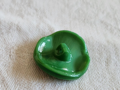 Gros bouton ancien en verre vintage vert 2,6 cm 26 mm G16J