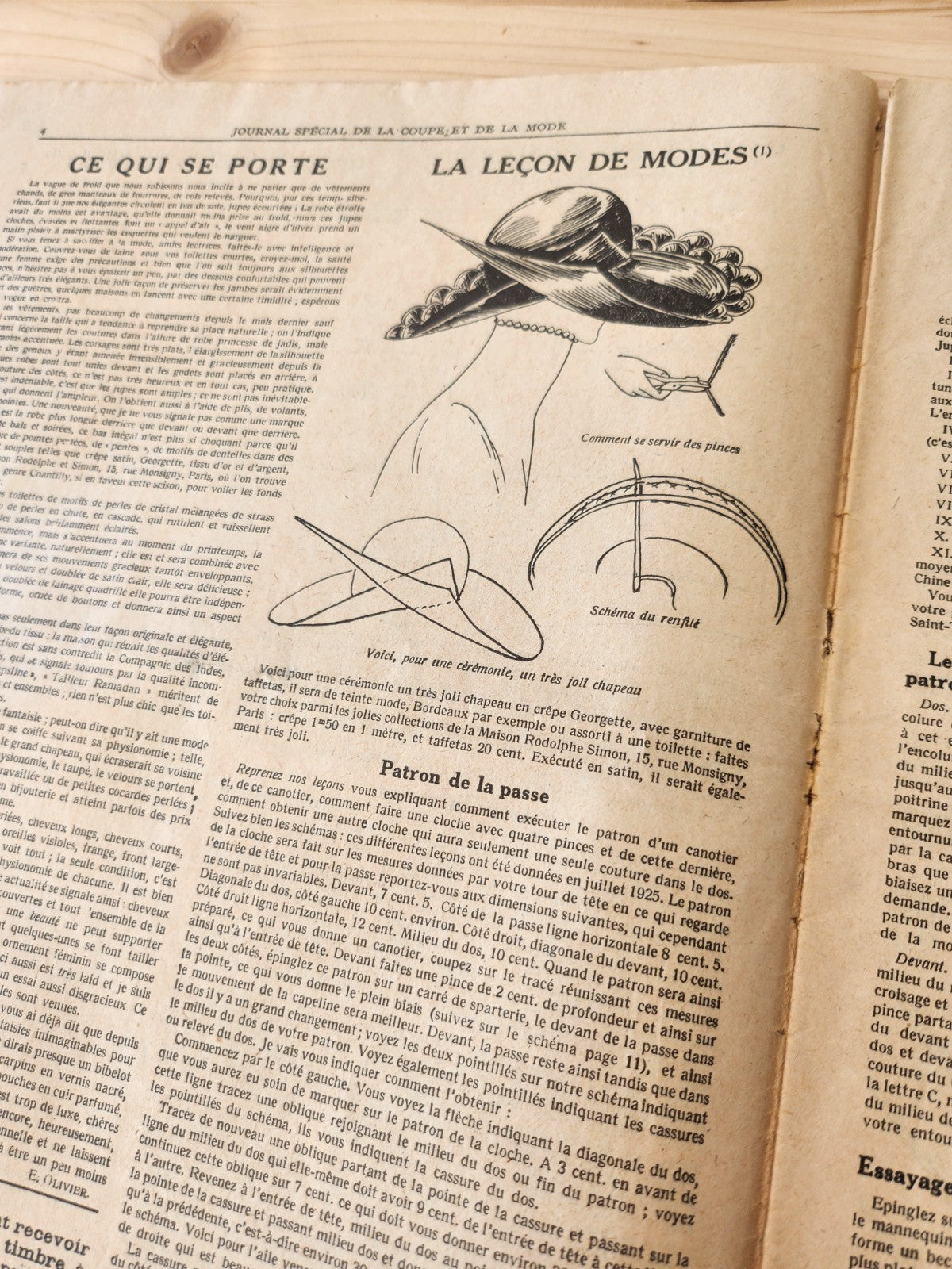Journal de l'institut de coupe de paris année folle mode Fevrier 1926 patron