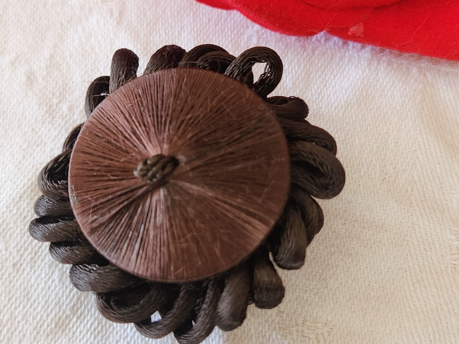 Haute couture gros bouton ancien  passementerie marron 4 cm XXL ref 3894
