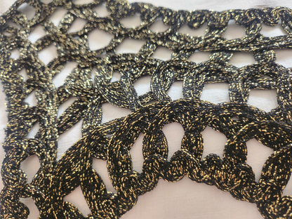 Grande encolure  vintage dentelle noir dore récup main robe soiréeevoir photo B8