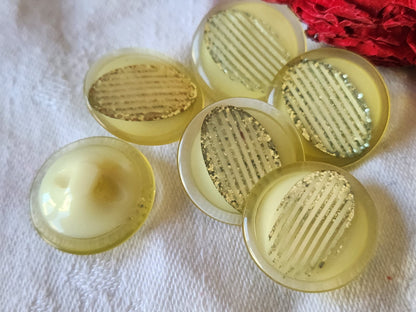 Lot 6 boutons vintage creme paillette à pied 2,2 cm superbe ref 5231