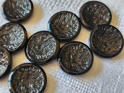 Lot 12 boutons vintage noir texturé 1,9 cm à pied ref 5242
