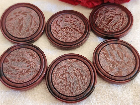 Lot 6 gros boutons vintage rouge lie de vin à pied 2,7 cm ref 3004