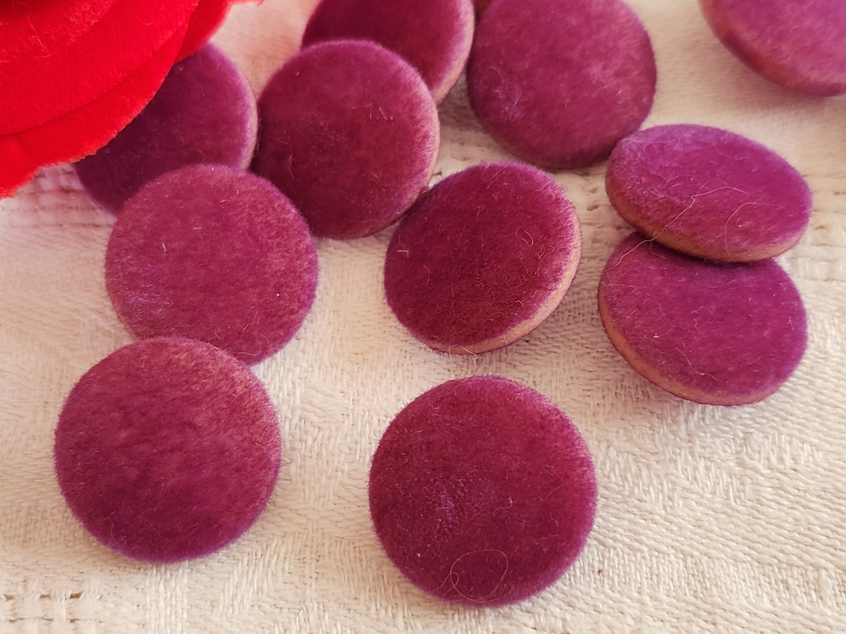 lot 12 boutons vintage violet   daim doudou tissu pied  1,9 cm 12 mm ref 6593