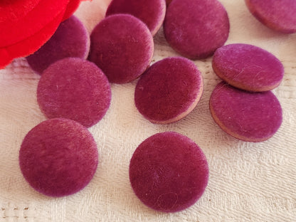 lot 12 boutons vintage violet   daim doudou tissu pied  1,9 cm 12 mm ref 6593