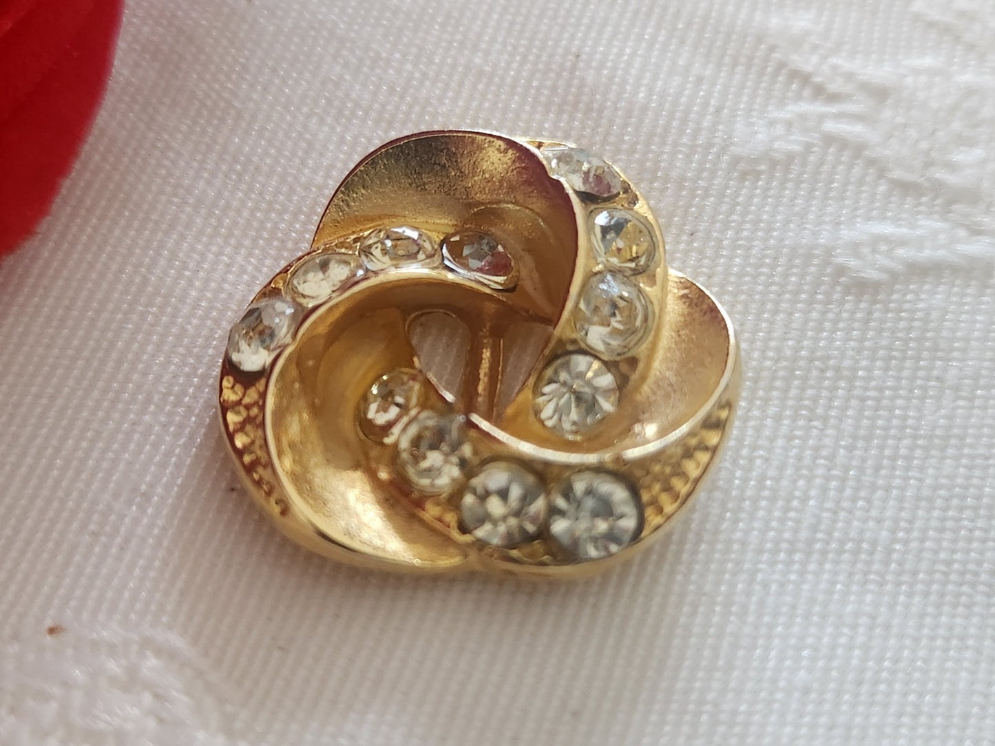 Bouton vintage en métal doré  strass verre 2 cm ou 20 mm bijoux  G3G