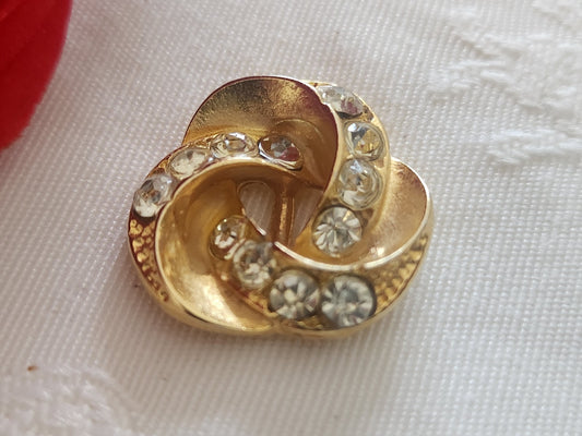 Bouton vintage en métal doré  strass verre 2 cm ou 20 mm bijoux  G3G