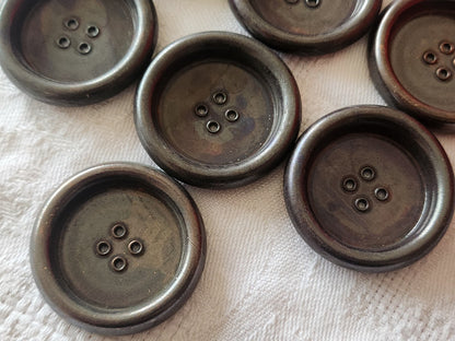 lot 7 gros boutons vintage en métal haut rebord  trous 3,3 cm ref 6414
