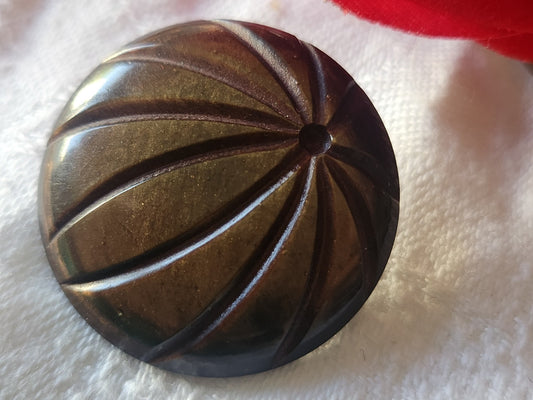 Collection gros bouton ancien art deco pied laiton marron 3 cm D19C