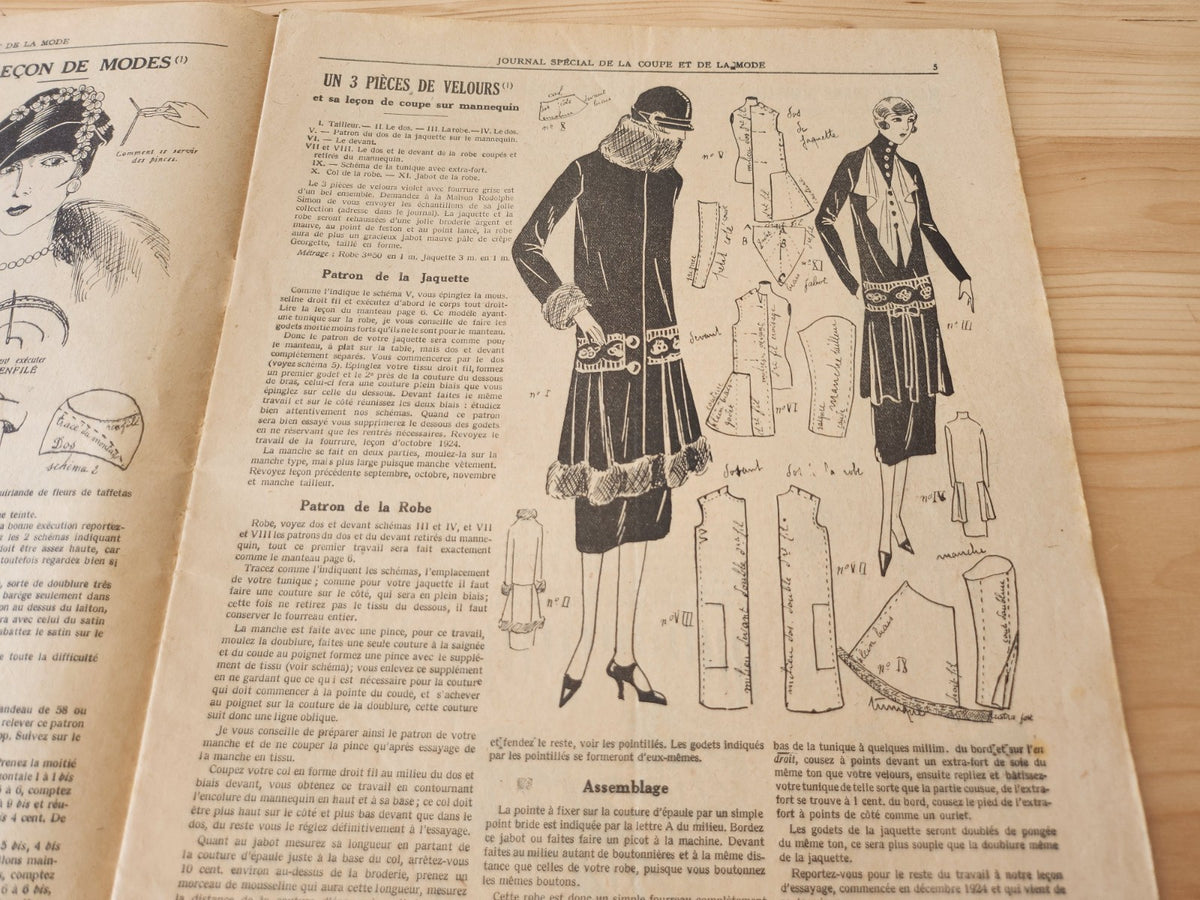 Journal de l'institut de coupe de paris année folle mode  Janvier 1926 patron