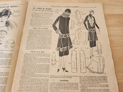 Journal de l'institut de coupe de paris année folle mode  Janvier 1926 patron