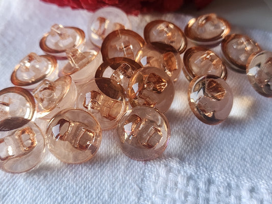 Lot 18  boutons vintage dmi sphere transparent rosée pied 1,2 cm ref 360