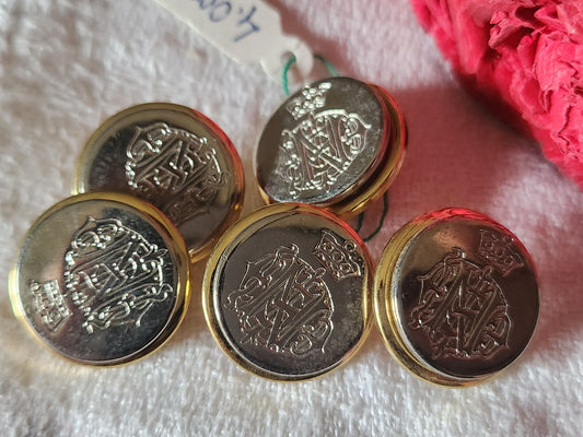 lot 5 boutons vintage métal dore argenté effigie Nap  1,8 cm ref 4733