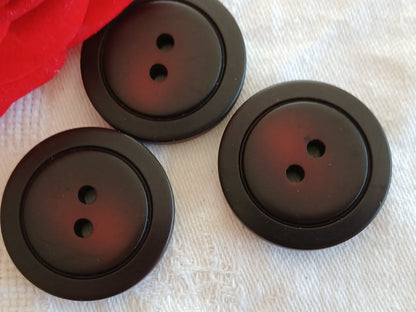 Trio gros boutons vintage rouge foncé trous  3,3 cm ou 33 mm ref 6492