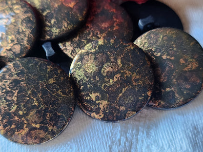 Lot 6 boutons vintage marron doré hyper léger à pied  2,5 cm ref 3544