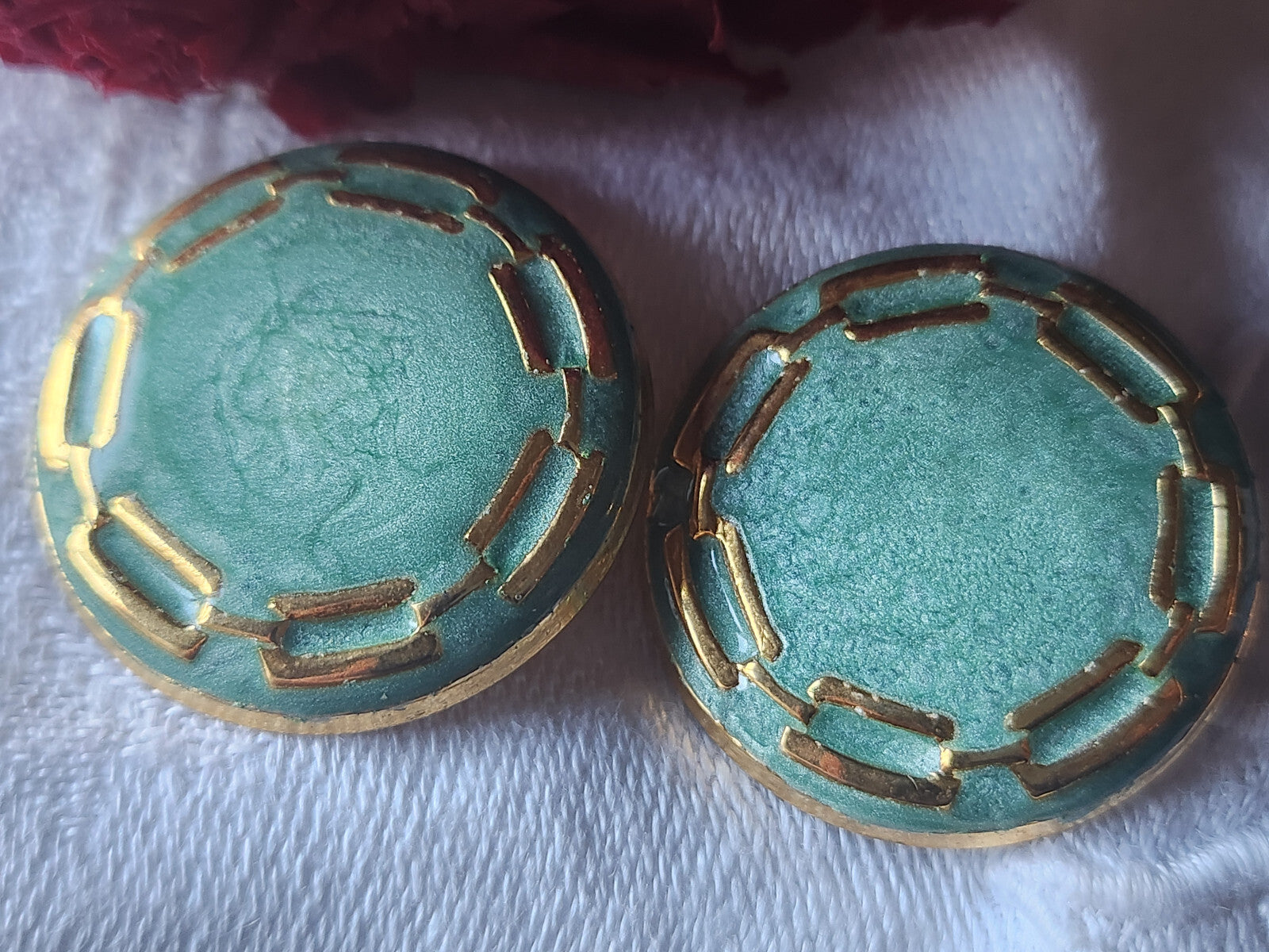 Duo gros boutons vintage en métal bleu pied trés leger 2,9 cm ref 4581