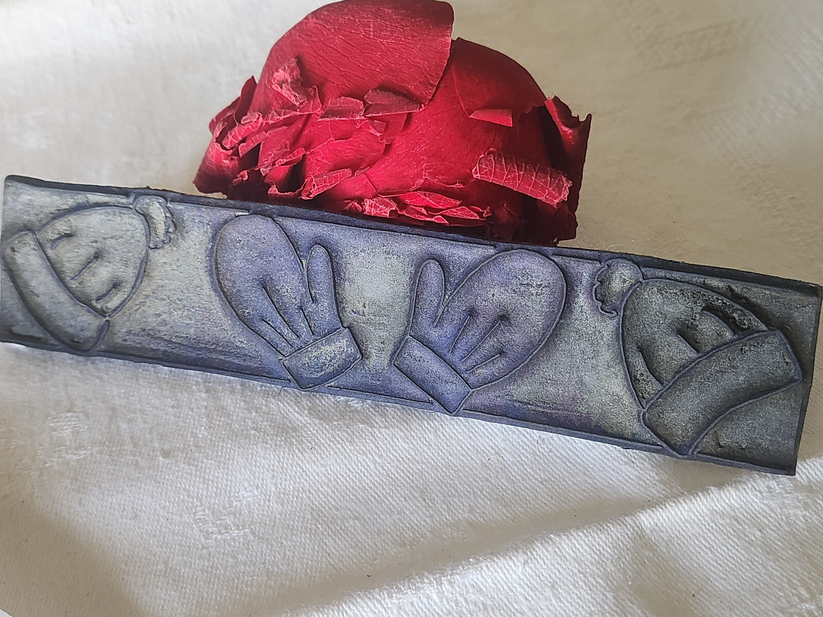 Tampon ancien sans support frise broderie collection gants bonnets  n°23