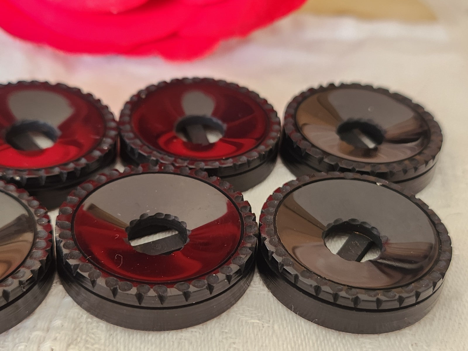 Lot 6 gros boutons vintage noir large passants 3 cm ref 5950 ***