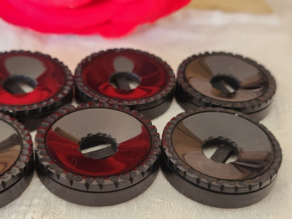Lot 6 gros boutons vintage noir large passants 3 cm ref 5950 ***