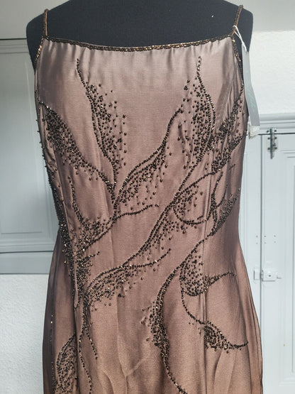 Robe de soirée cocktail dégradé marron chic neuve Asable taille 36/38