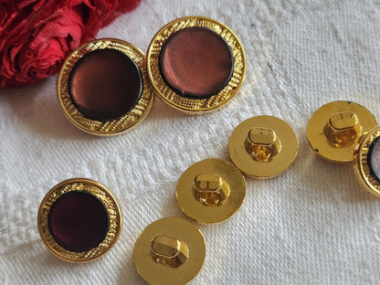 Lot 8 boutons vintage doré marron acrylique 1,2 cm à 2 cm ref 1215